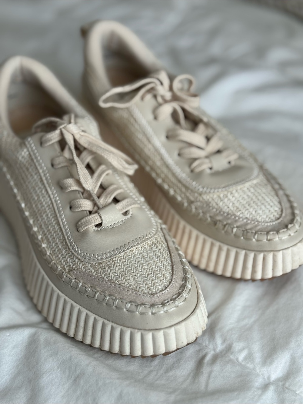 Dolce Vita Denae Sandstone Knit Crochet Platform Sneakers - Size 9M - Picture 3 of 8